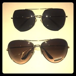 Two pairs of gold aviator sunglasses ✨💫